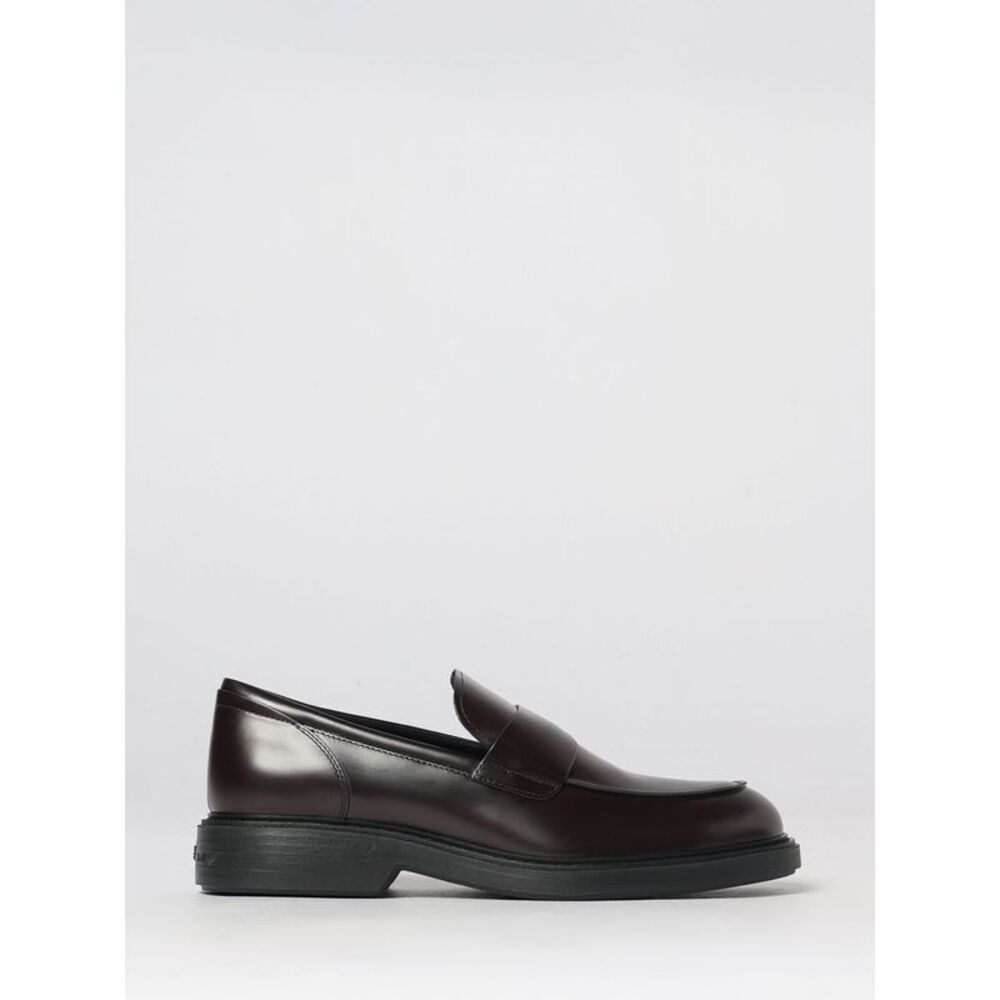 Hogan Men Hogan H704 Brushed Leather Penny Loafers With Raised Apron Toe